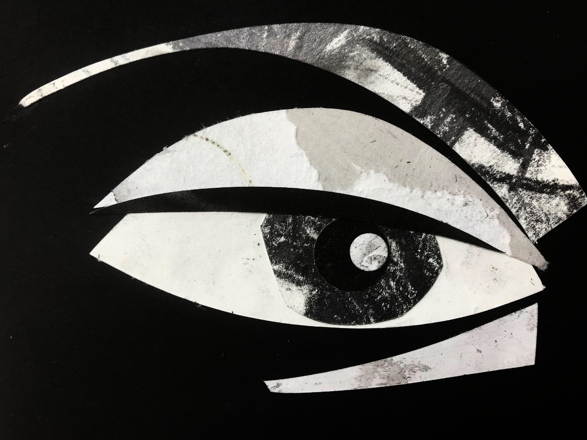 Design idea for Eye, using collaged papers. Lois Blackburn